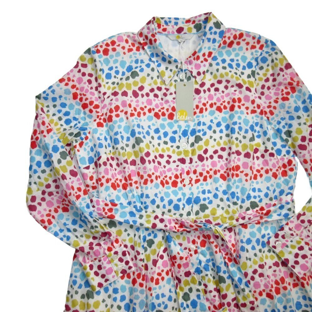 NWT Boden Kitty in Ivory Rainbow Leopard Button-up Shirt Dress US 14R / UK 18R - Picture 3 of 6